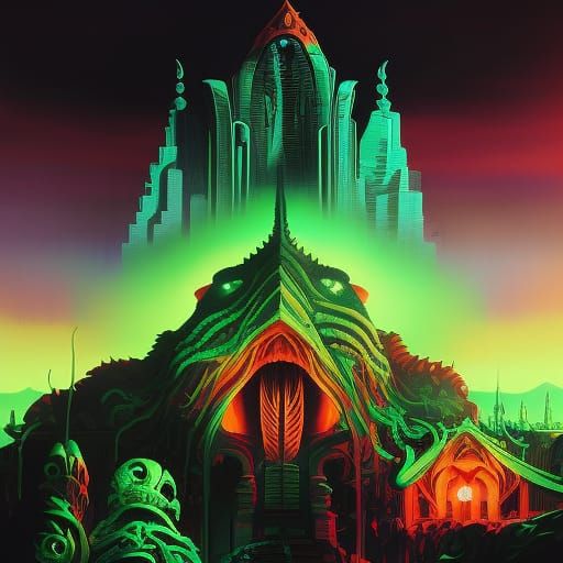 Cthulhu: Eldritch Horror in Cyberpunk Bioluminescence