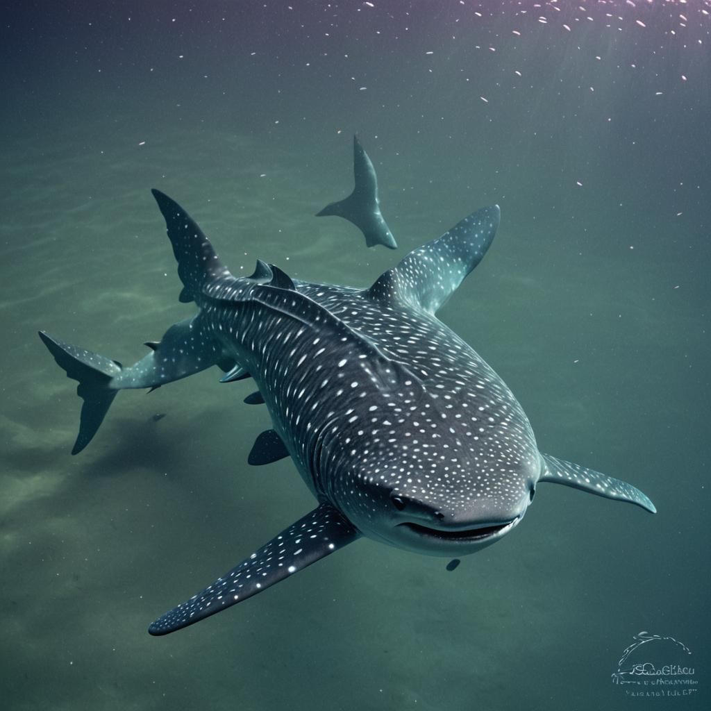 Bioluminescent Whaleshark in Dreamlike Underwater Scene