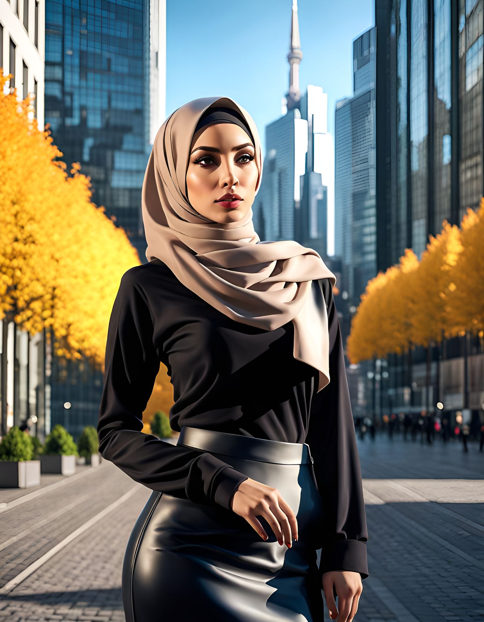 Hijabi Woman in Frankfurt: Ultra-Realistic Digital Art