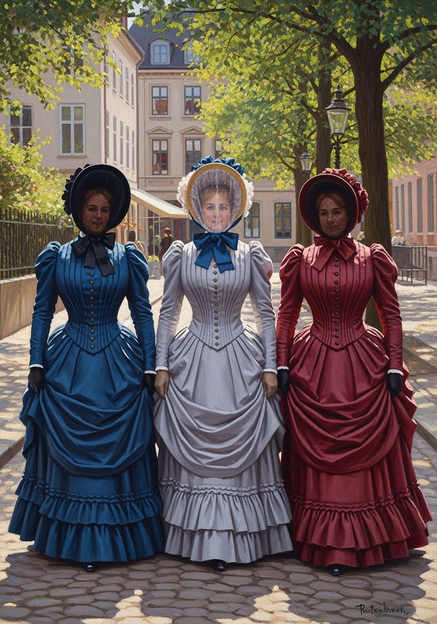 Victorian Women in Copenhagen: An Impressionistic Oil Painti...