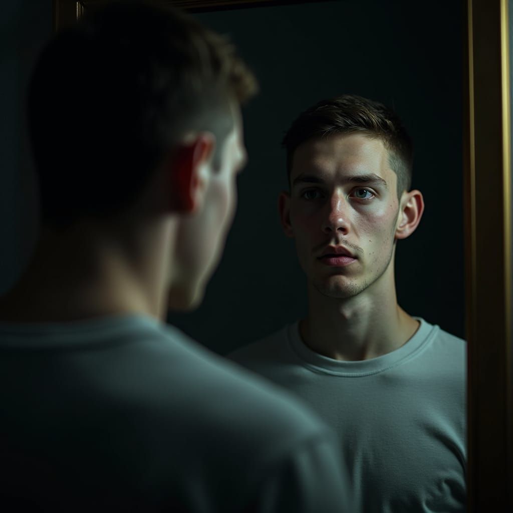 High-Fashion Horror: Ghostly Reflection Portrait