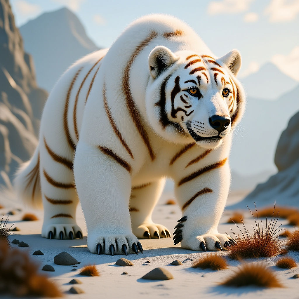 Hybrid Bear-Tiger-Mastiff Fusion in Sci-Fi Style