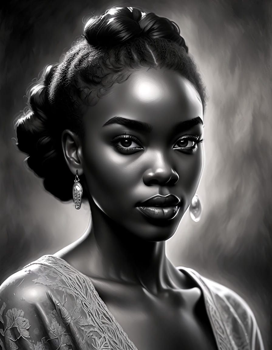 Sculptural Portrait of a Lady in Charcoal Artistry