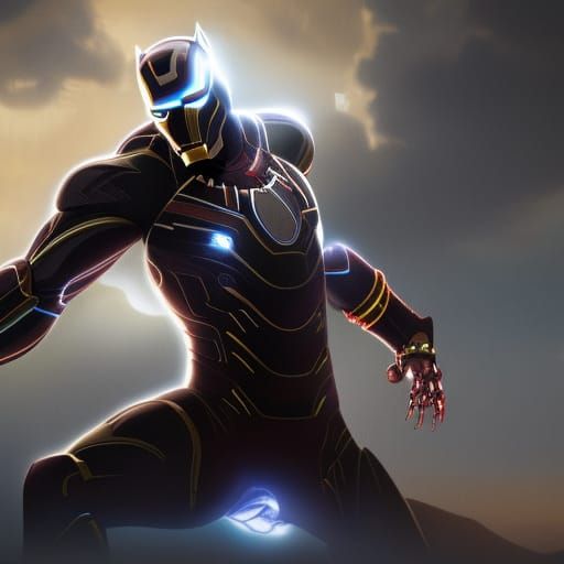 Iron Man Black Panther Fusion in Detailed Matte Painting