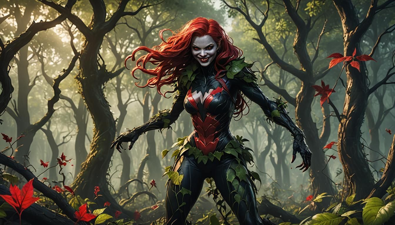 Poison Ivy with Carnage Symbiote in Forest