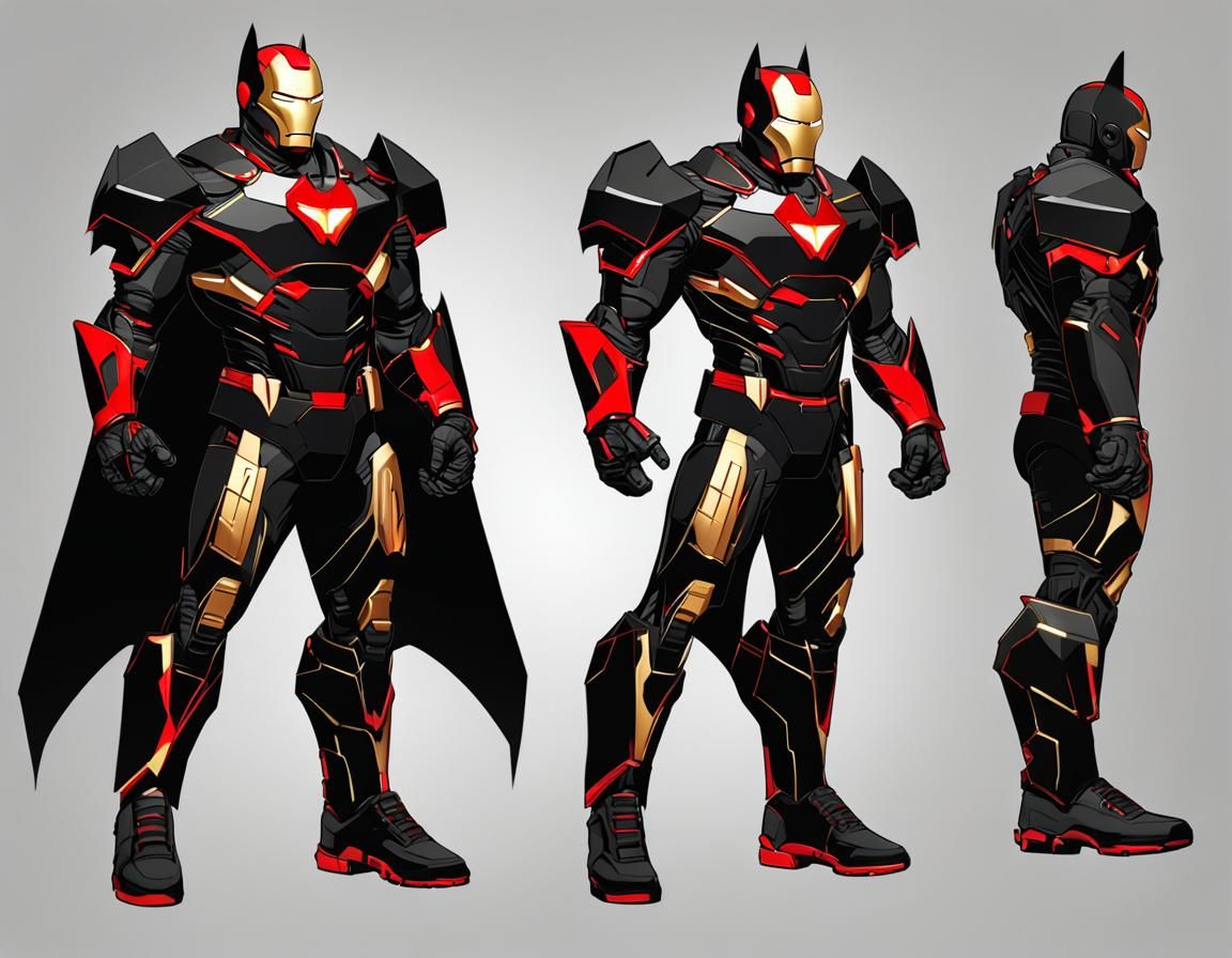 Futuristic Superhero in Hybrid Armor: Dynamic Composition