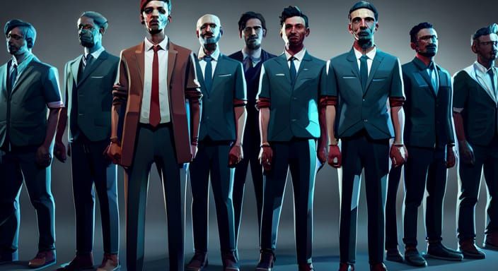 Blue Collar Low Poly Zombies in Modern Art Style