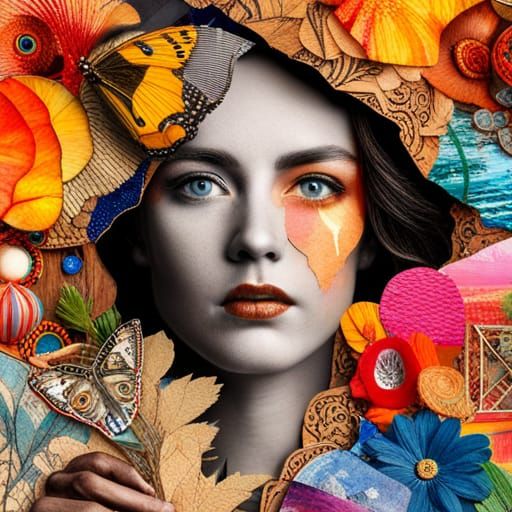 Striking Butterfly Wing Collage in Digital Art Style