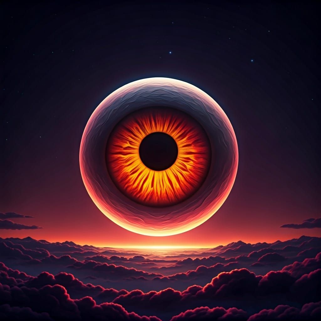 Giant Red Eyeball Moon Concept Art