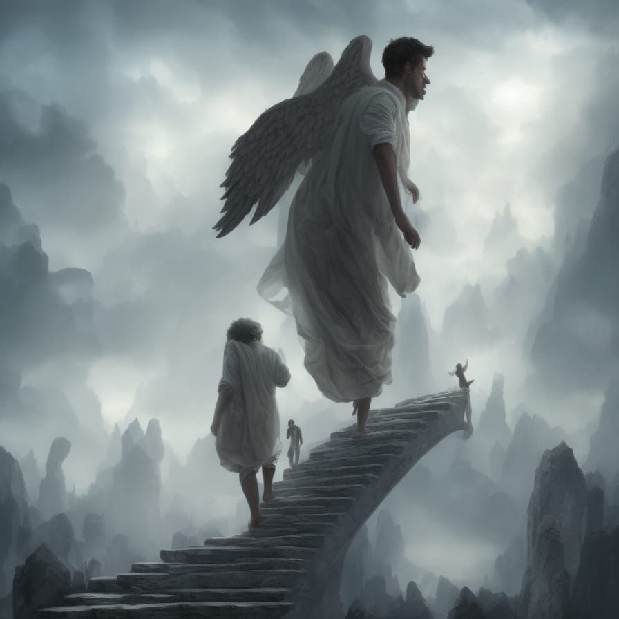 Angels Ascending to Heaven: Detailed Matte Painting