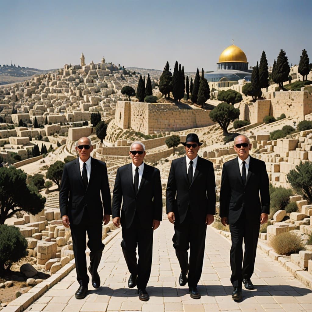 Men in Black Visit Mount of Olives