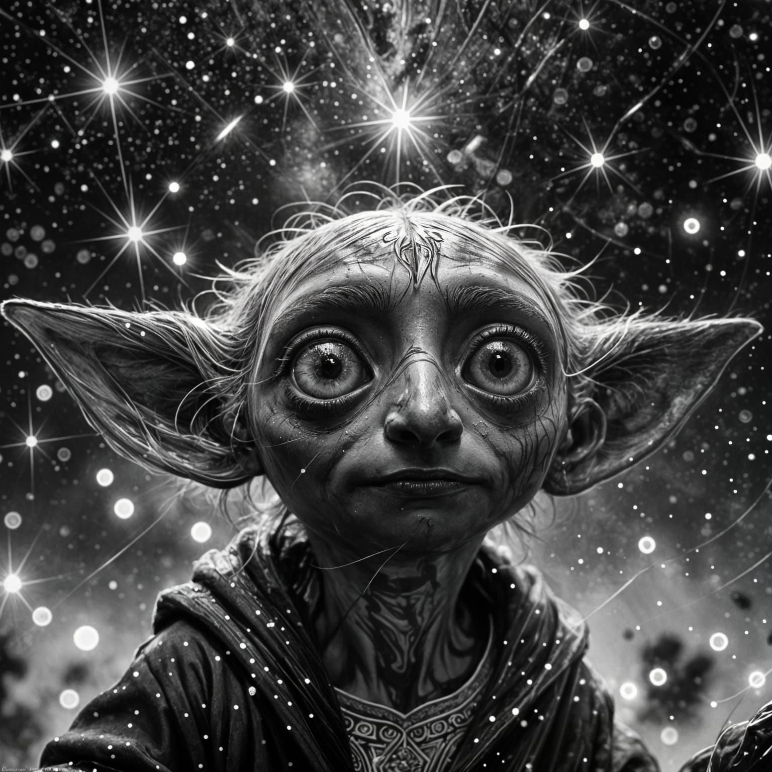 Magical Creature Portrait in Black and White