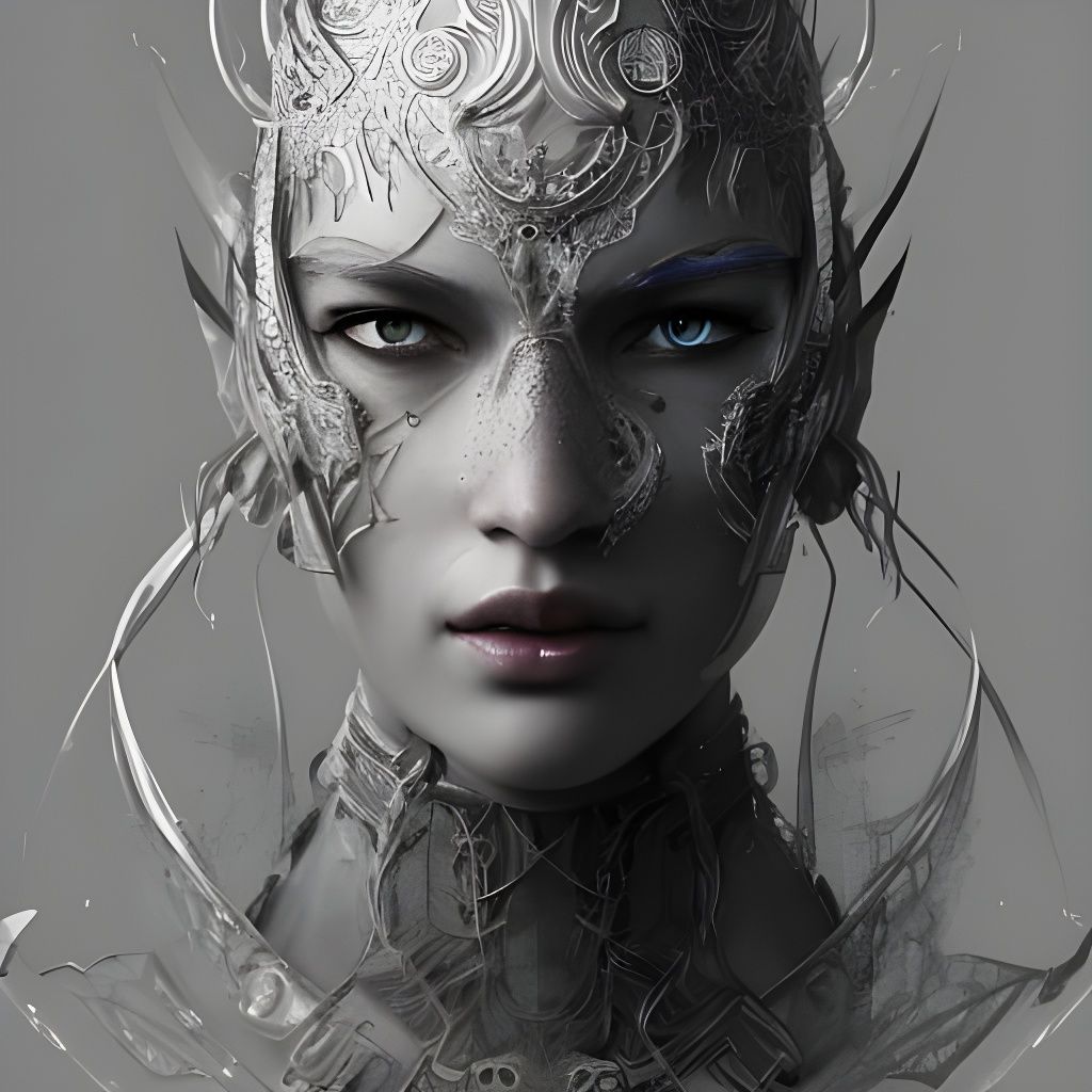 Titanium Blizzard: Filigree Face Portrait in Dark Fantasy