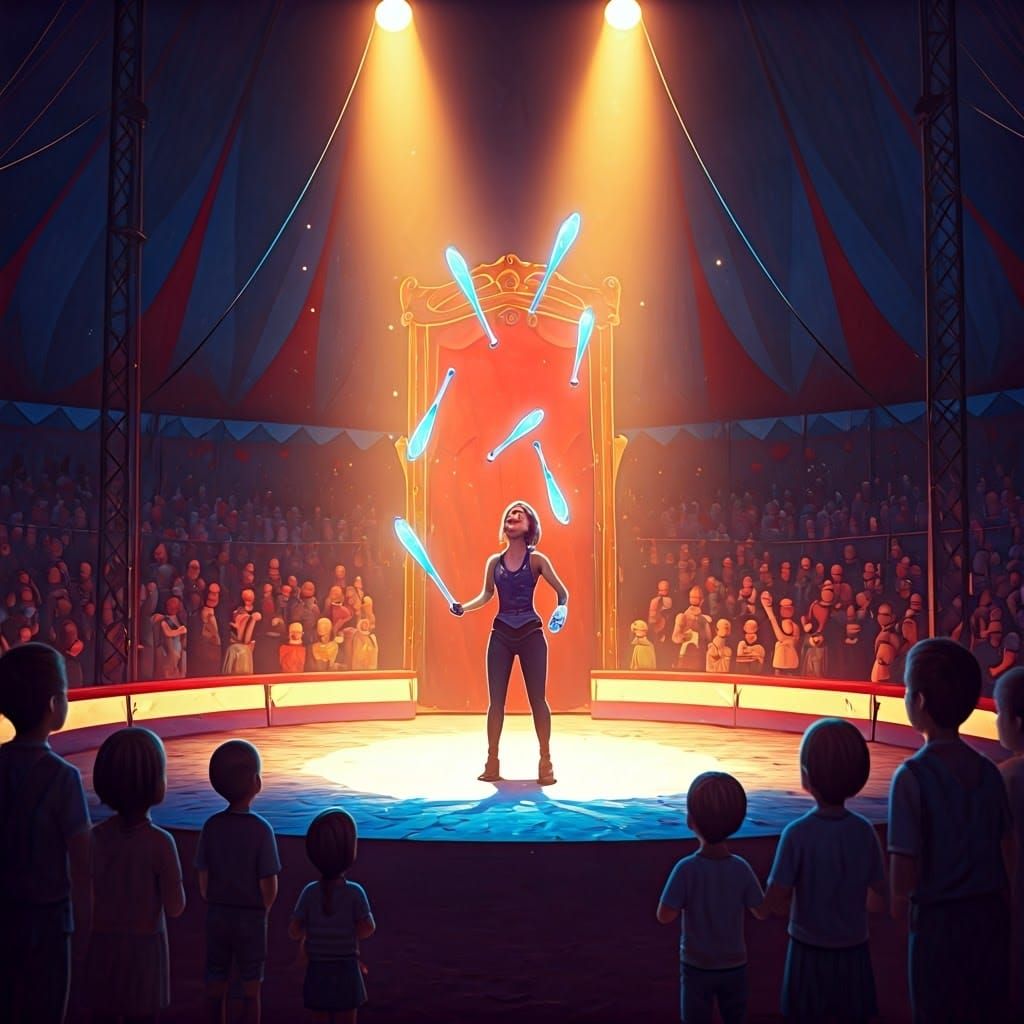 Vibrant Circus Tent Scene in Fantasy Style