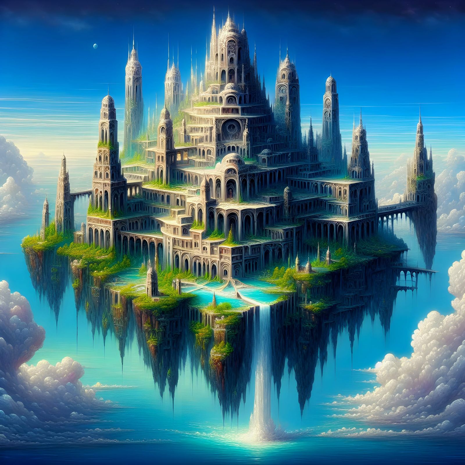 Majestic Floating Island Castle Above the Clouds