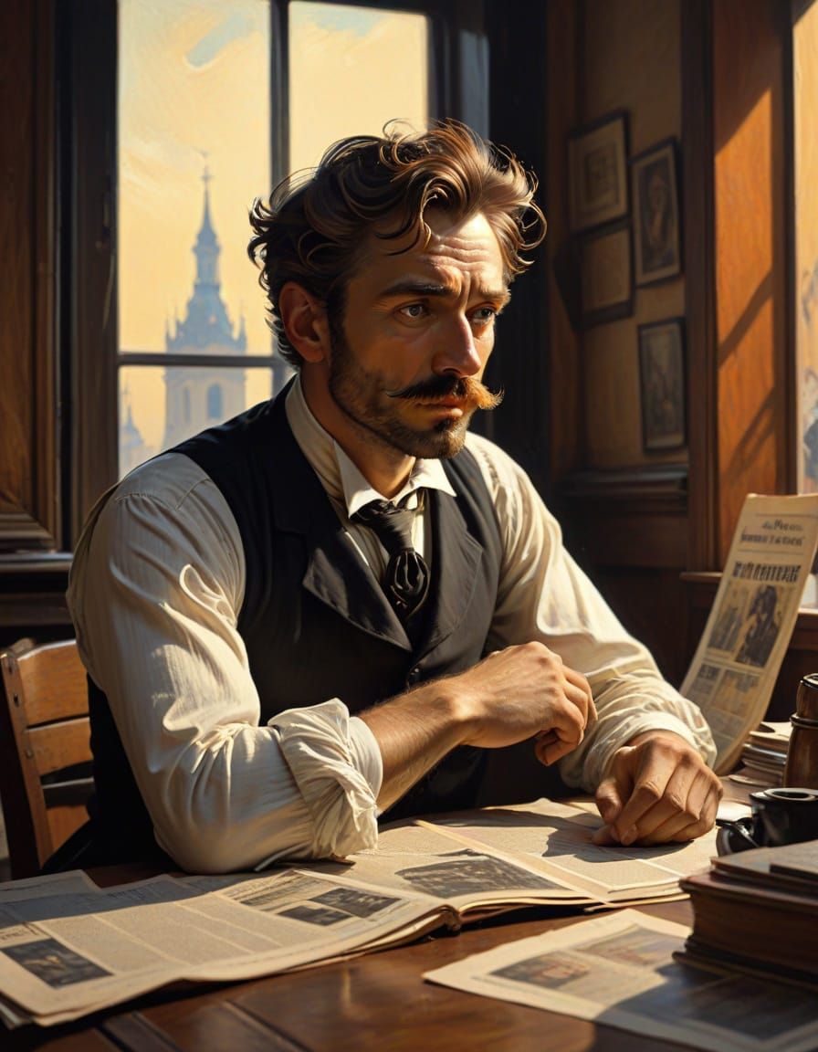 Journalist in Belle Époque, French Poster Style