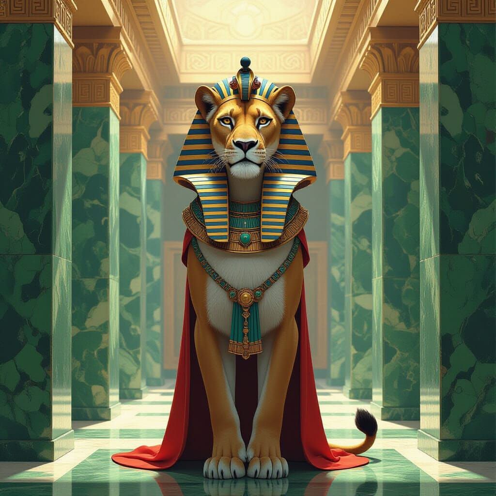 Regal Lion Goddess Sekhmet in Grand Temple