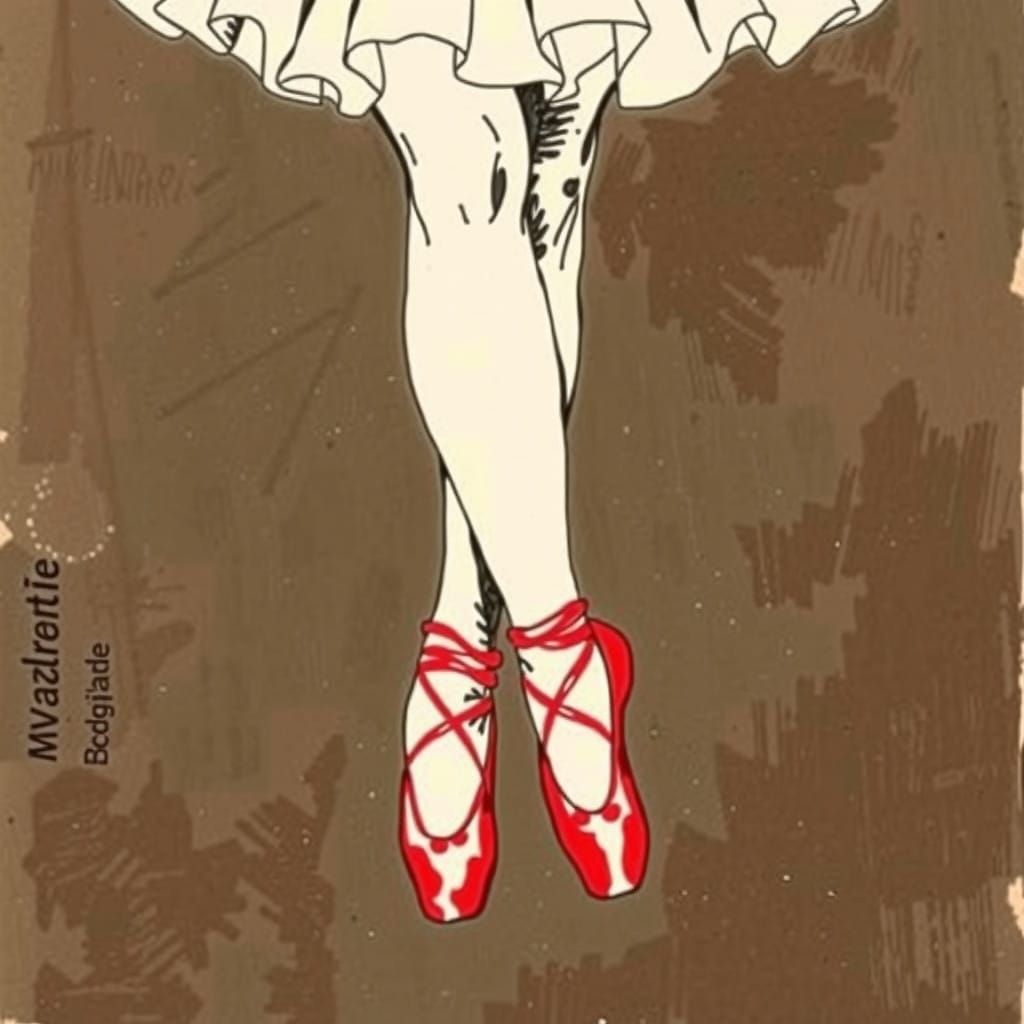 Ballerina in Elegant European Style with Red Shoes