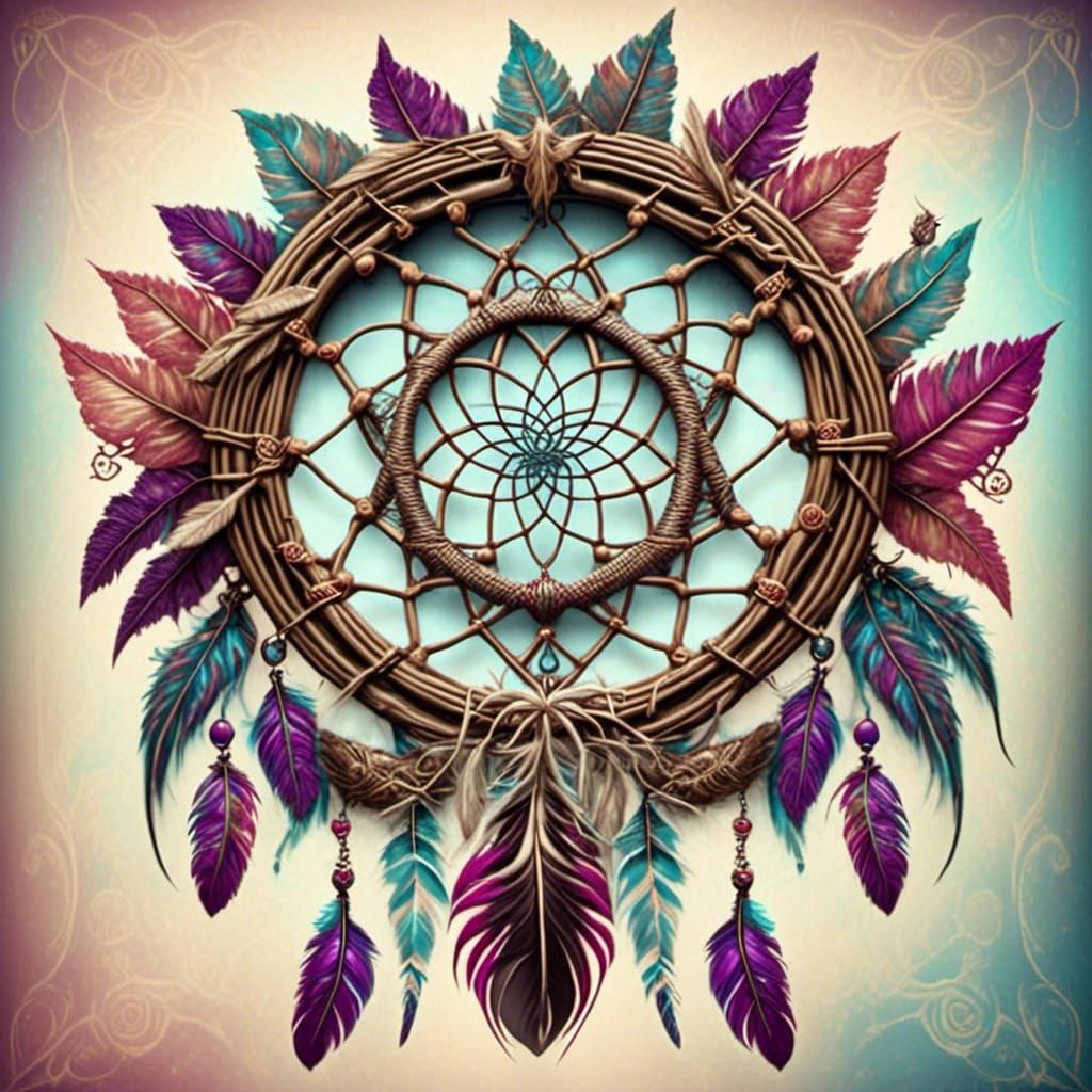 Elaborate Spider Silk Dreamcatcher with Tye Dye