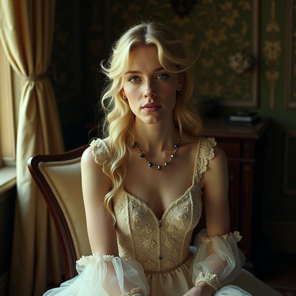 Regency Era Portrait of Woman with Green Eyes