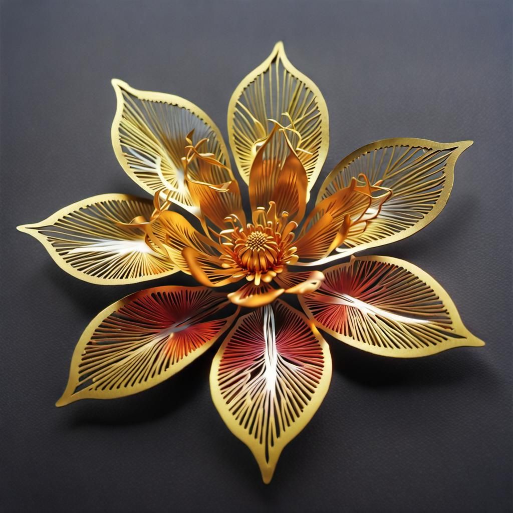 Laser cut golden flower
