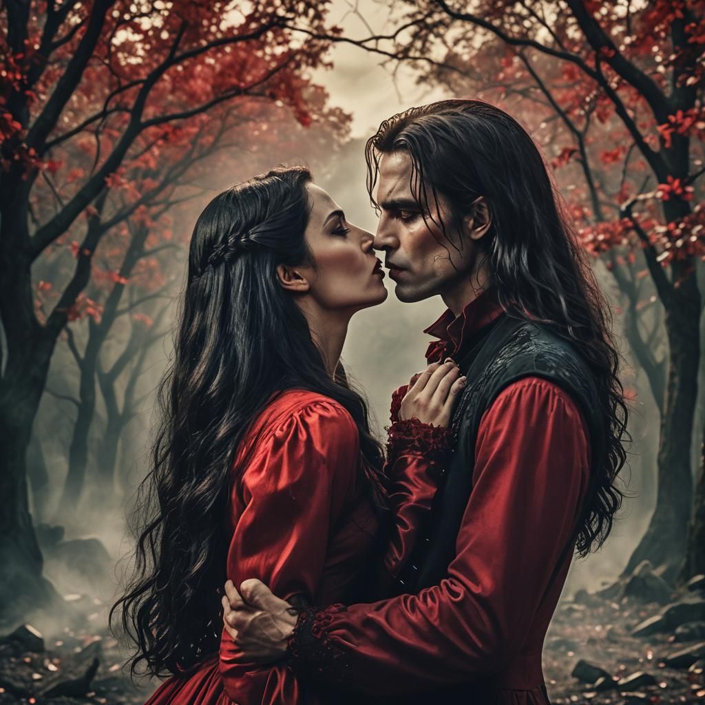 Vampire Romance: A Dramatic Cinematic Movie Poster