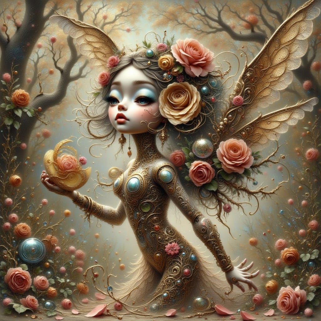 Elf Cyborg Robot in Whimsical Anime Style