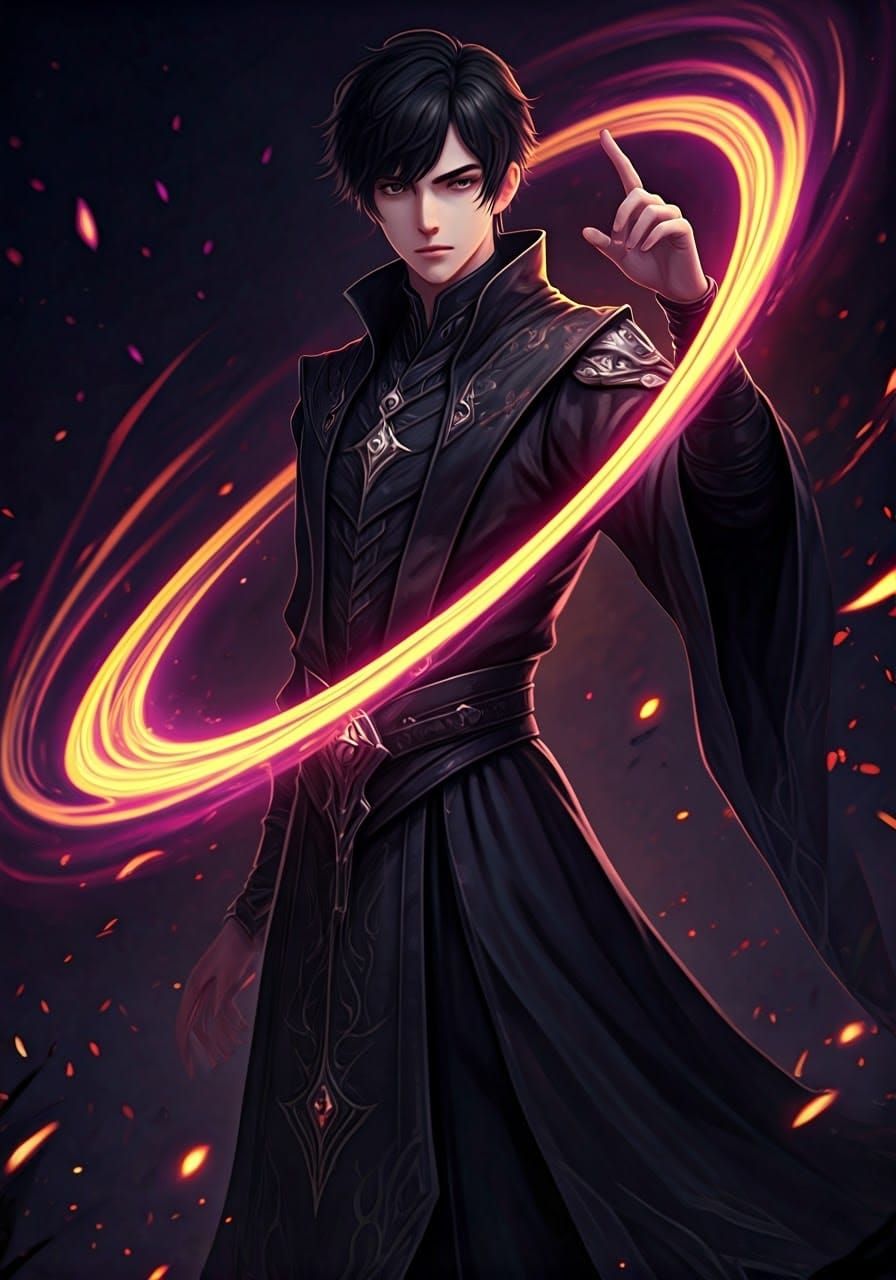 Dark Fantasy Mage in Vibrant Anime Style