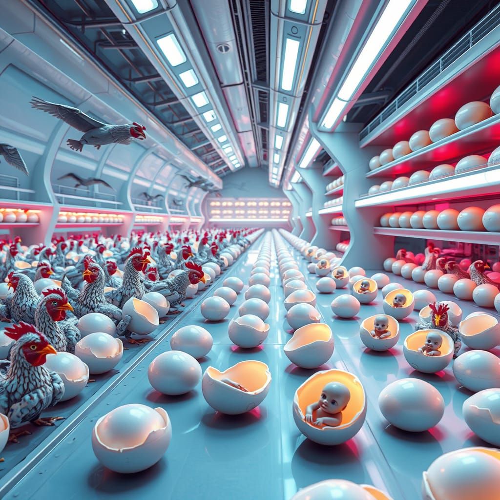 Cybernetic Chickens Hatch in Futuristic Aviary