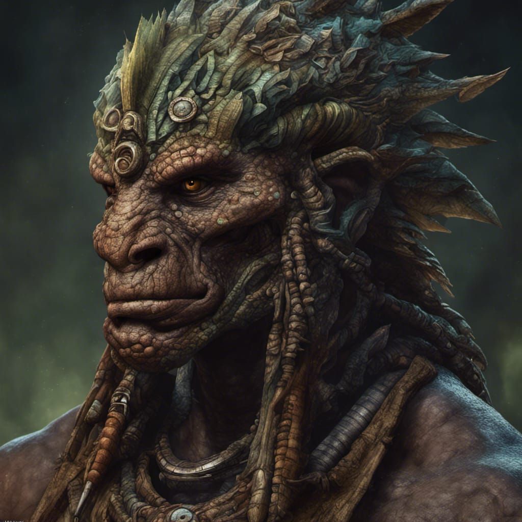 Lizardman Warrior Portrait in Dark Fantasy Style