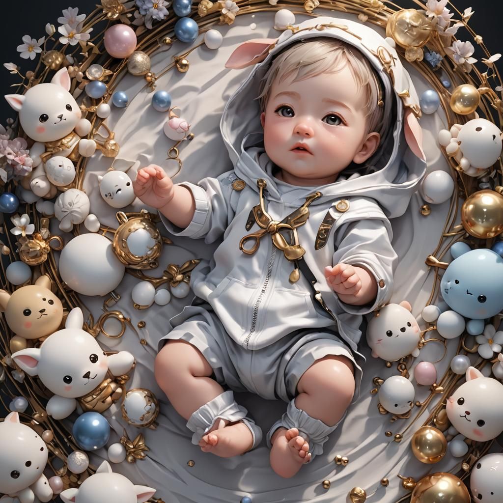 Detailed 3D Anime Baby Concept Art