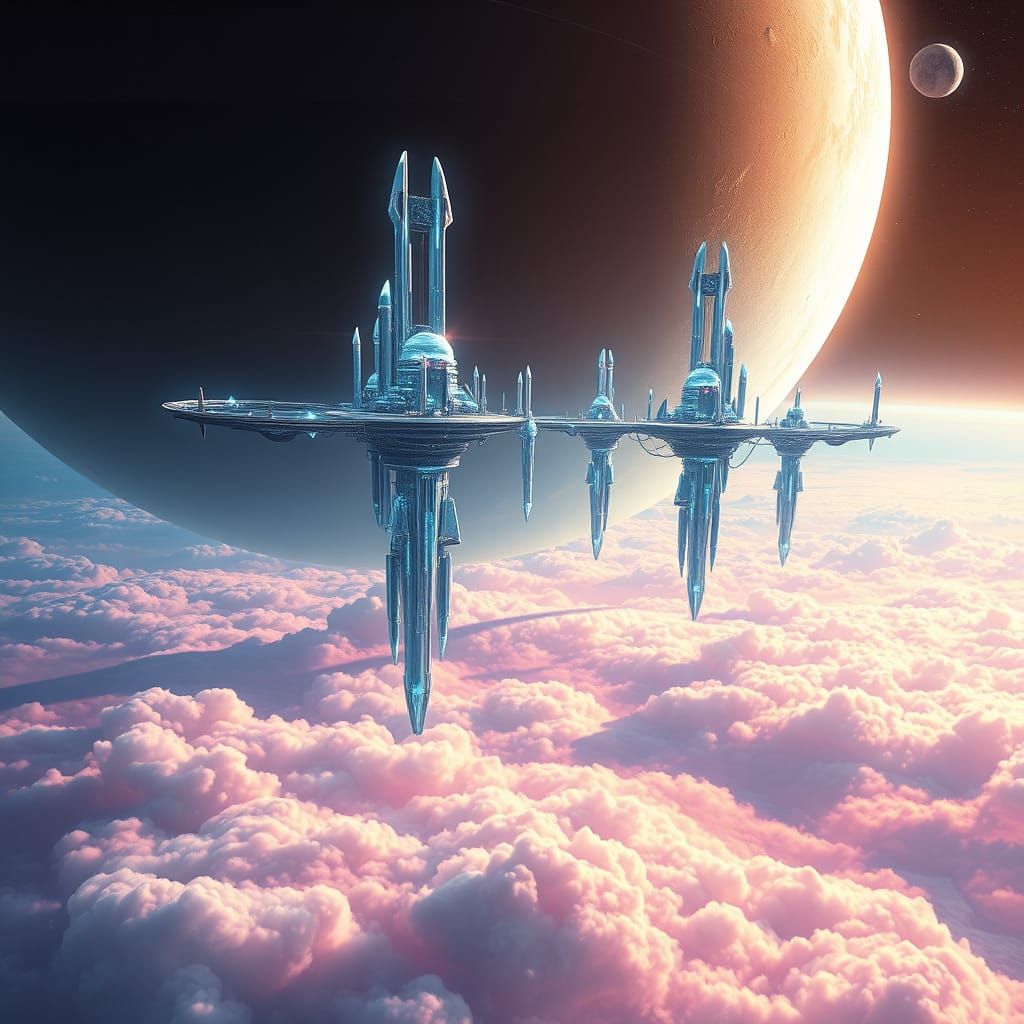 Crystalline City on Gas Giant, Sci-Fi Concept Art