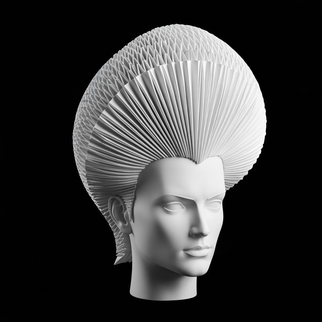 Intricate Origami Paper Pompadour Studio Shot