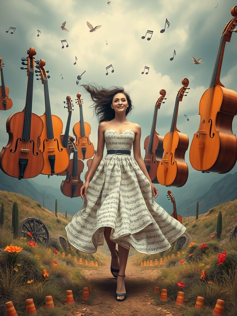 Surreal Landscape of Musical Instruments in Harmony
