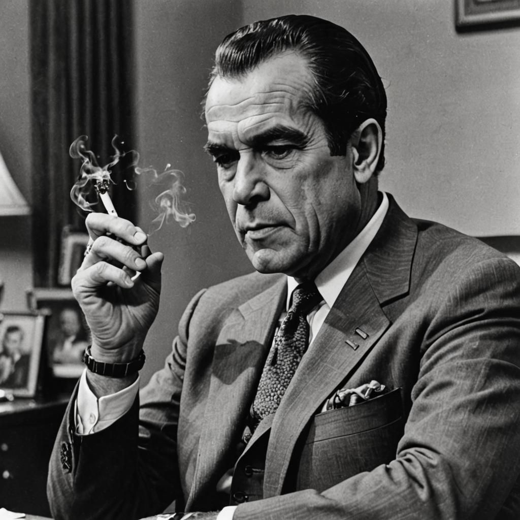 Nixon Smoking: A Black and White Rendition