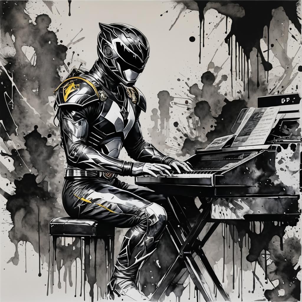 Black Power Ranger Pianist Plays Electric Keyboard