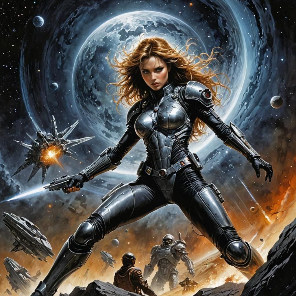 Action-Packed Supernova Scene in Spacesuit