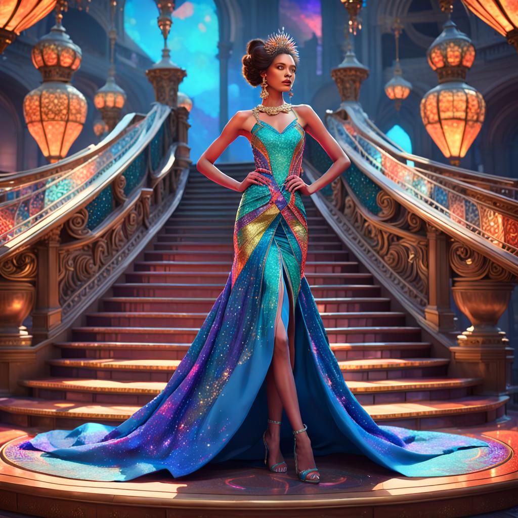 Stunning Model in Royal Dress, Hyperdetailed Digital Art