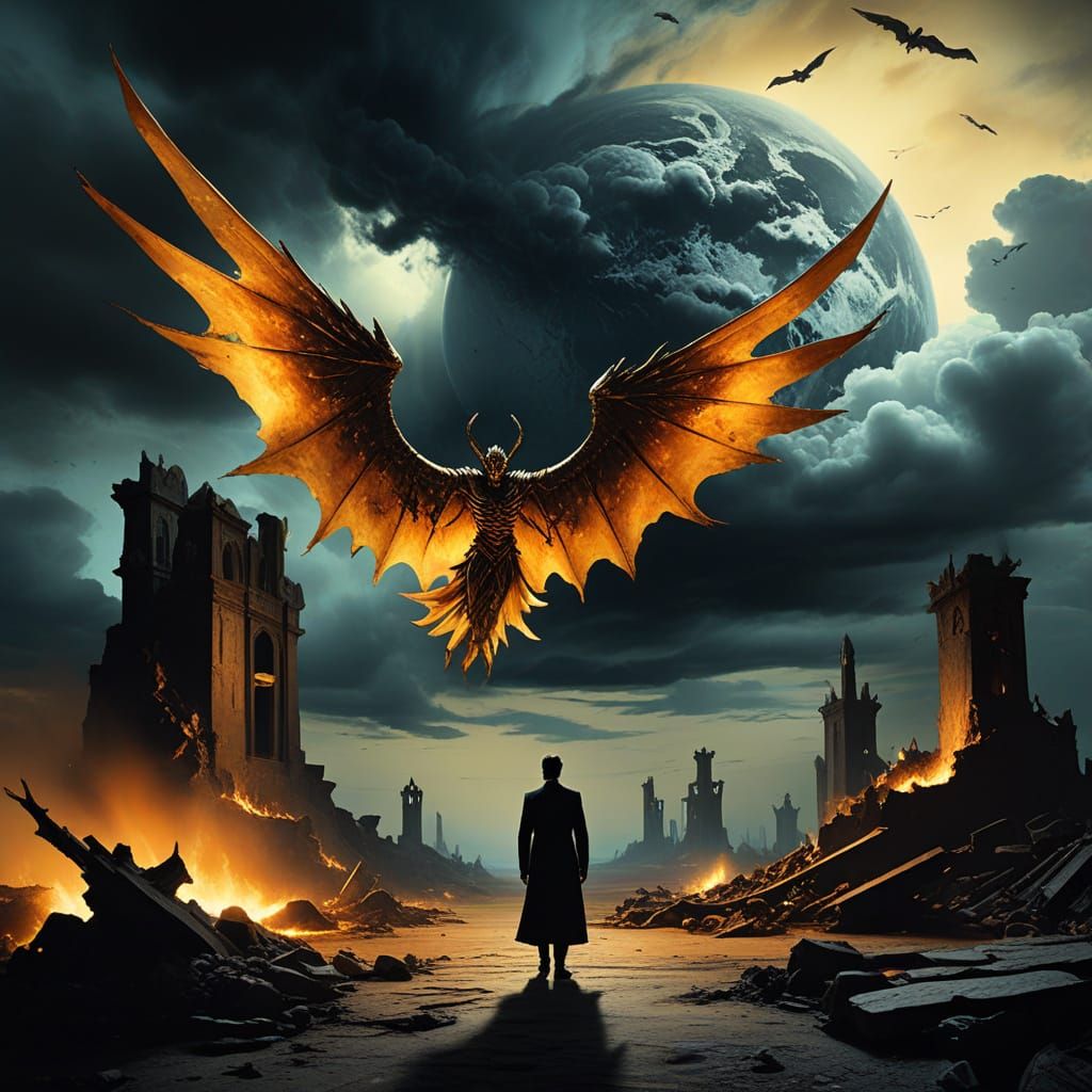 Lucifer Reigns in a Desolate, Burning Landscape