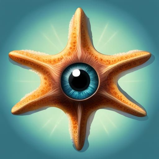Hyperrealistic Alien Starfish with Central Eye