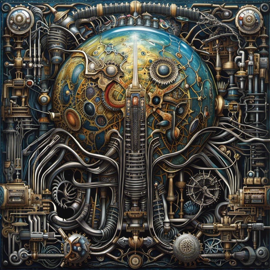 Biomechanical Earth with Organic Machines in Giger Style