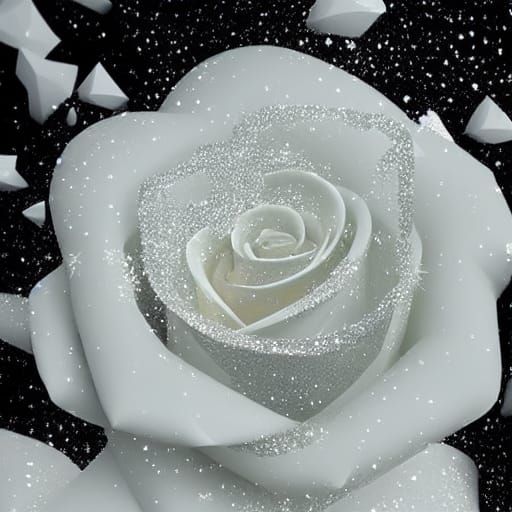 Icy Crystal Rose with Glittering Bubbles