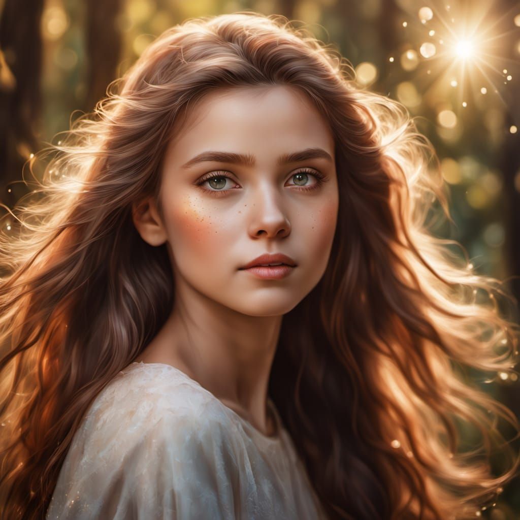 Ethereal Fantasy Portrait of a Serene Woman in Natural Harmo...