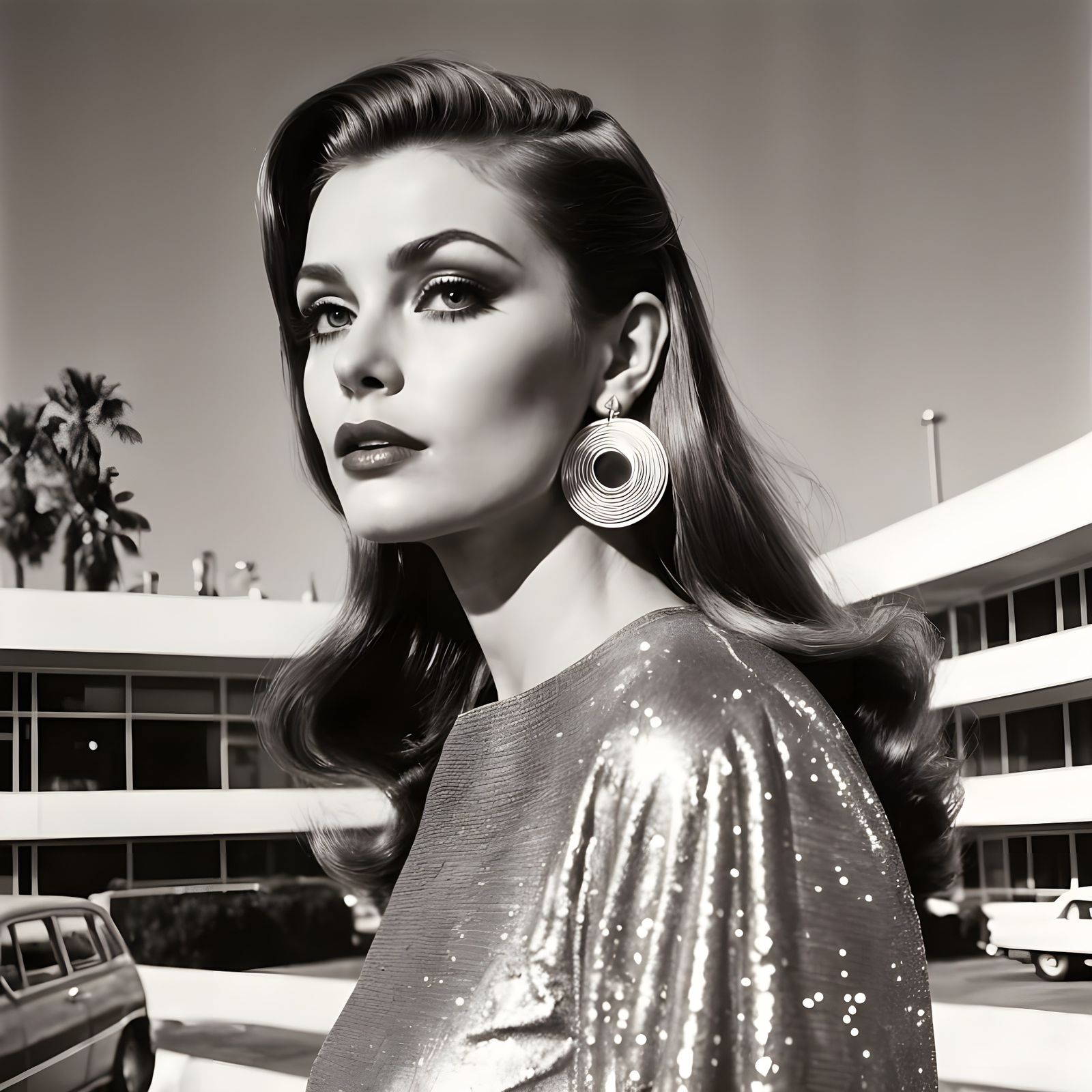 Retro Space Age Goddess in 1960s Mod Dress