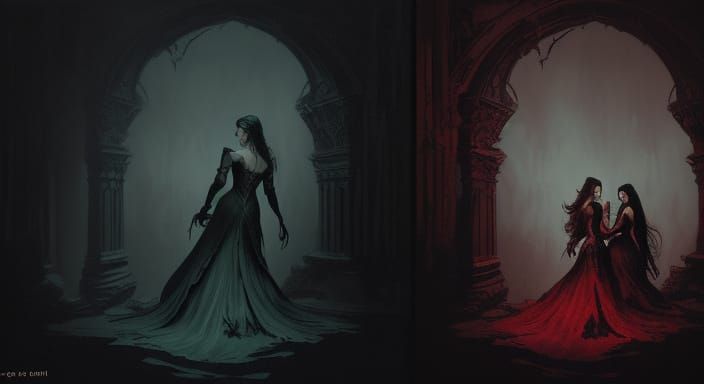 Gothic Fantasy Horror: Women on Velvet Bed