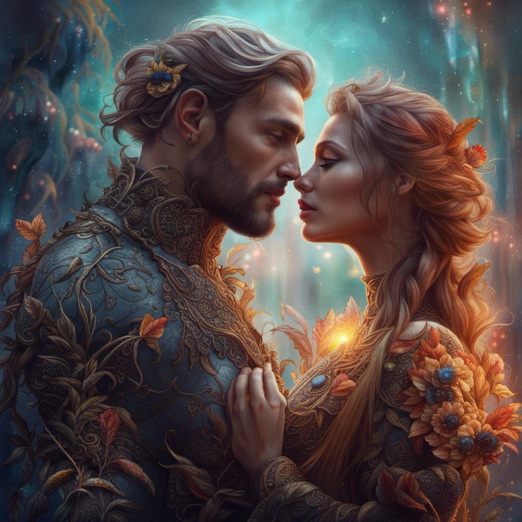 Beautiful Couple Portrait in Detailed Matte Style