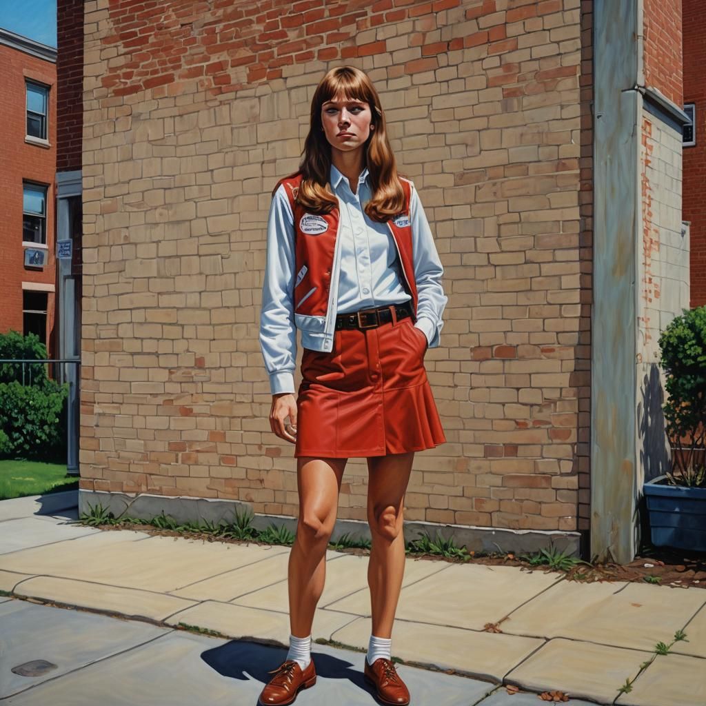 College Woman Portrait in Pulp Art Style