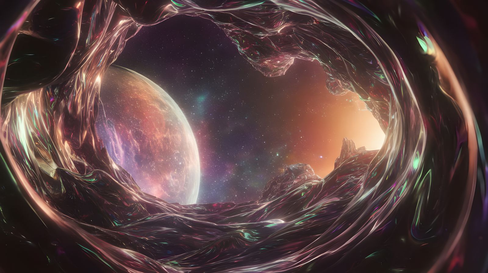 Cosmic Odyssey in Iridescent Hues