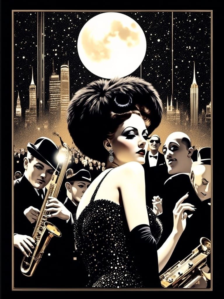 Berlin Cabaret Poster in Weimar Expressionism Style