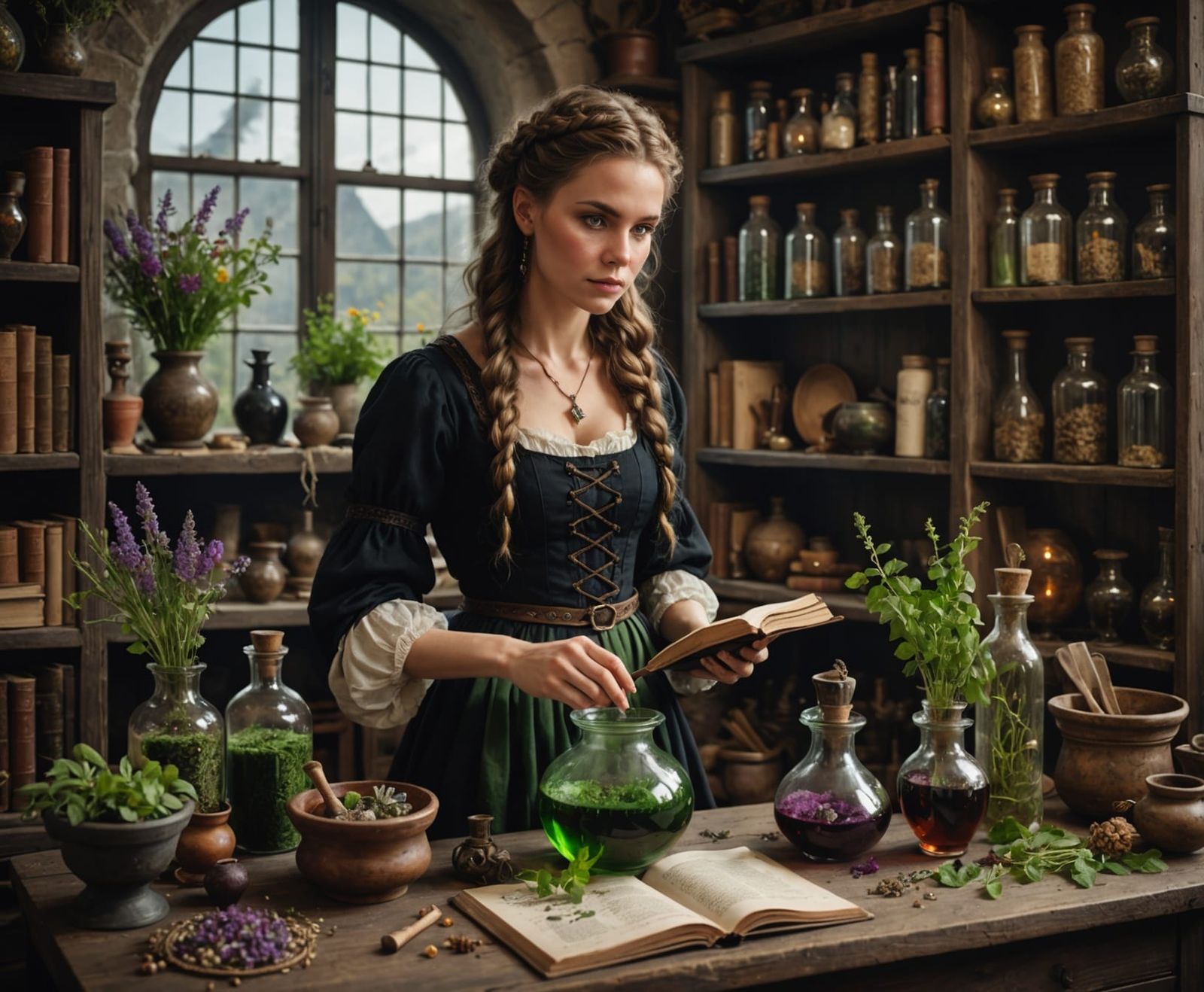 Enchanted Apothecary Scene in Whimsical Style